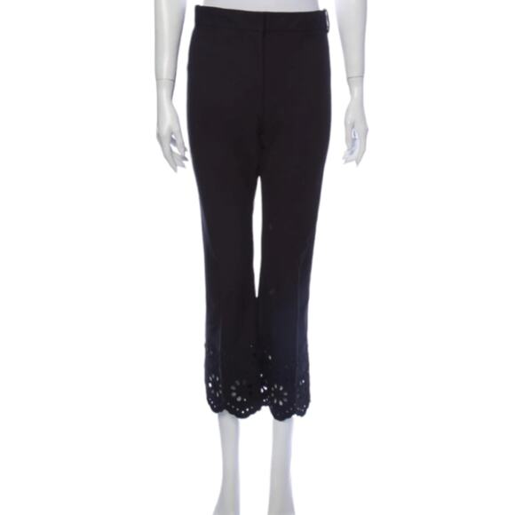 Derek Lam 10 Crosby black laser cut high rise flare capri pants size 10 - Picture 1 of 11